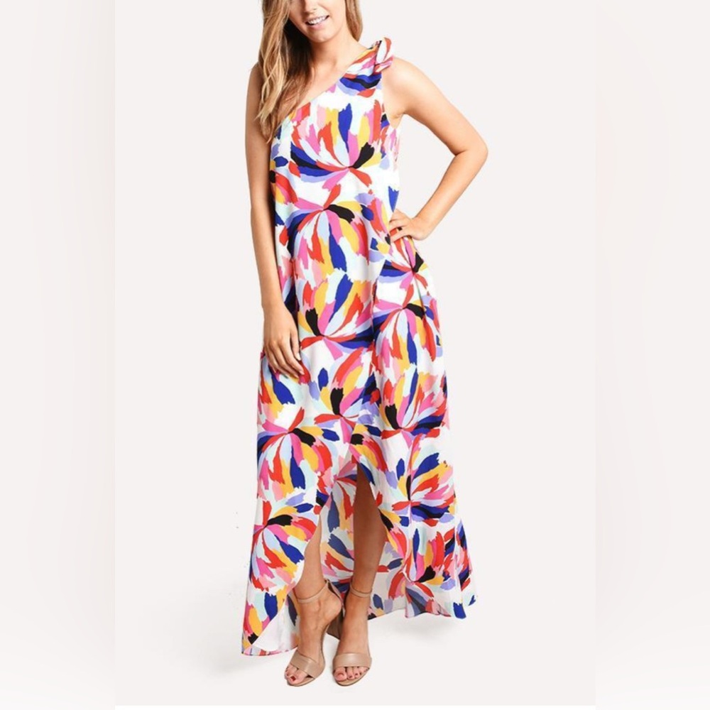 NWT Crosby by Mollie Burch Sasha Maxi  Cactus Flower Size 10 One Shoulder